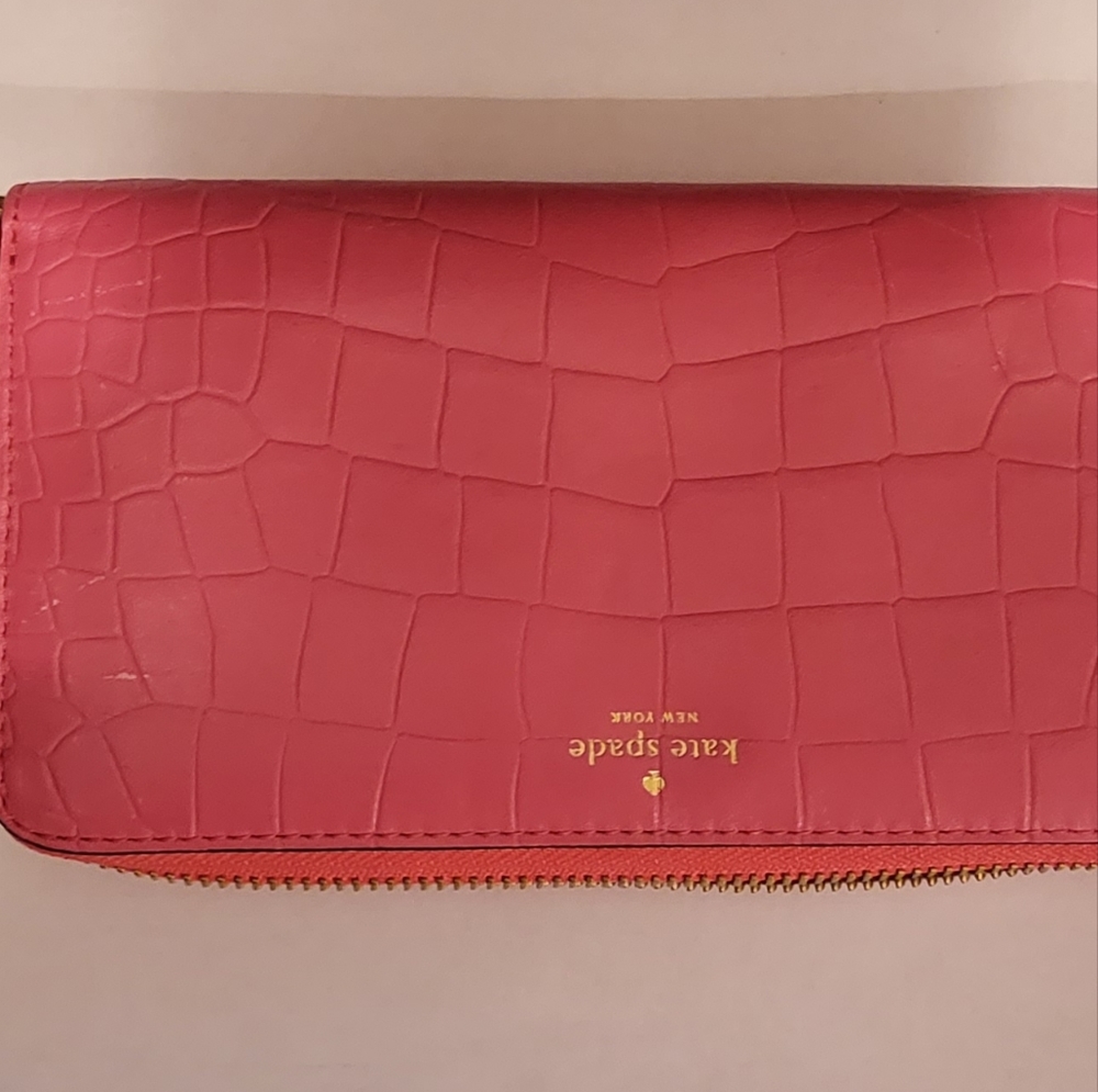 Kate Spade pink wallet alligator skin